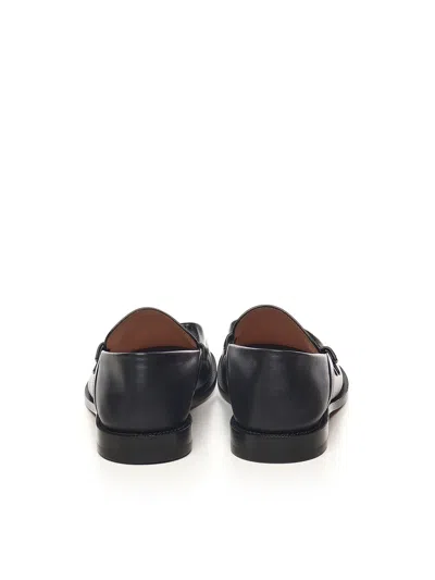 Loewe Penny Strap Round Toe Stitched Detailing Loafers In Black