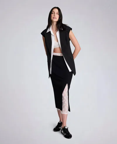 Kenneth Cole Compression Pull-on Column Slit Skirt In Black