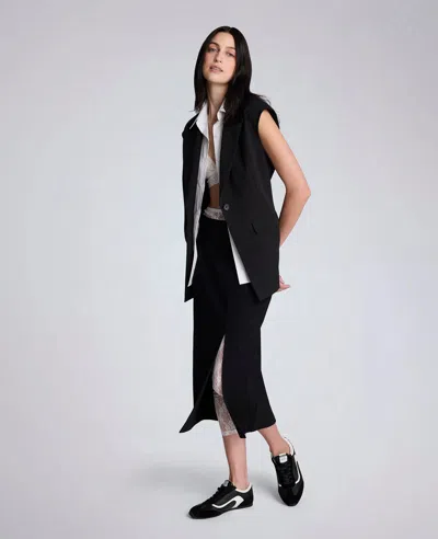 Kenneth Cole Compression Pull-on Column Slit Skirt In Black