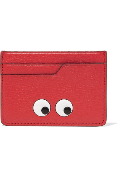 Anya Hindmarch Eyes Embossed Textured-leather Cardholder In Geisha Red