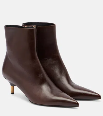 Khaite Bella 55 Leather Ankle Boots In Brown