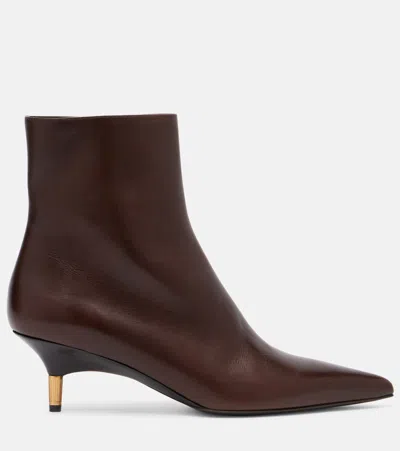 Khaite Bella 55 Leather Ankle Boots In Brown