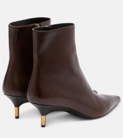 Khaite Bella 55 Leather Ankle Boots In Brown