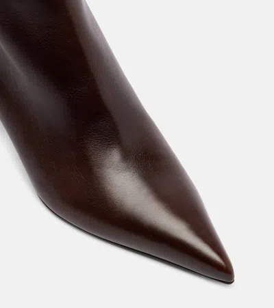 Khaite Bella 55 Leather Ankle Boots In Brown