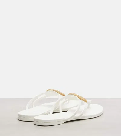 Dolce & Gabbana White Thong Sandals With Logo Plaque On The Front In Rubber Woman In Multi