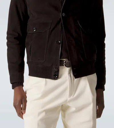 Brioni Buttoned Bomber Jacket In Brown