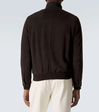 Brioni Buttoned Bomber Jacket In Brown