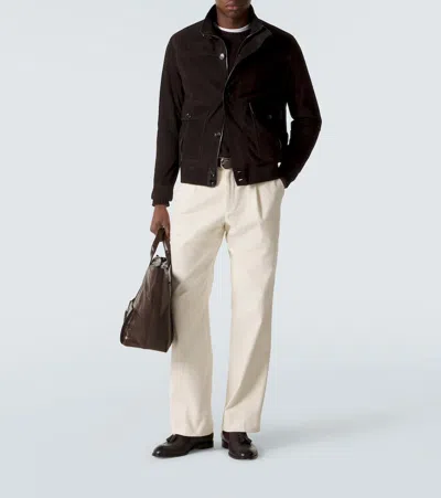Brioni Buttoned Bomber Jacket In Brown