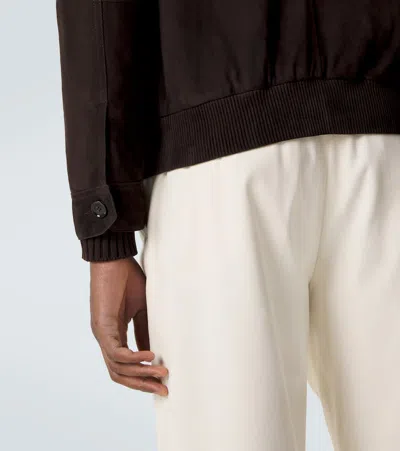 Brioni Buttoned Bomber Jacket In Brown