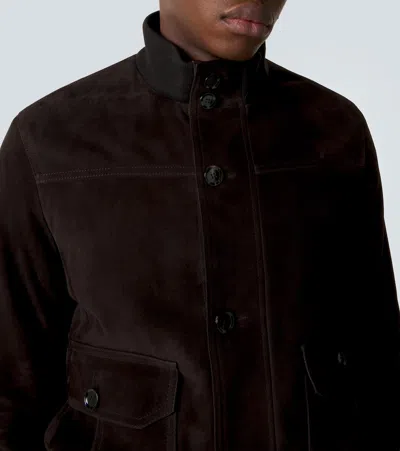 Brioni Buttoned Bomber Jacket In Brown