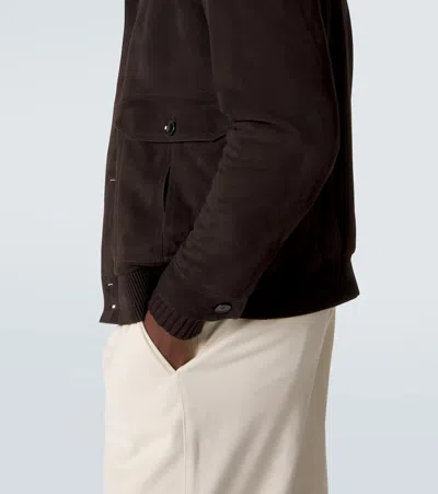 Brioni Buttoned Bomber Jacket In Brown