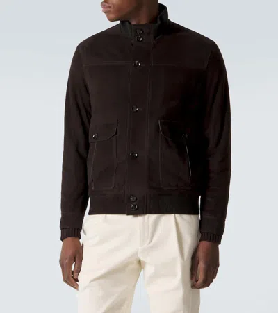 Brioni Buttoned Bomber Jacket In Brown