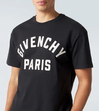 Givenchy Men Black Crewneck T-shirt With Maxi Logo Lettering On The Front In Cotton Man