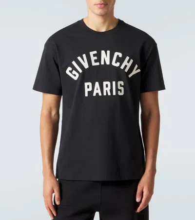 Givenchy Men Black Crewneck T-shirt With Maxi Logo Lettering On The Front In Cotton Man