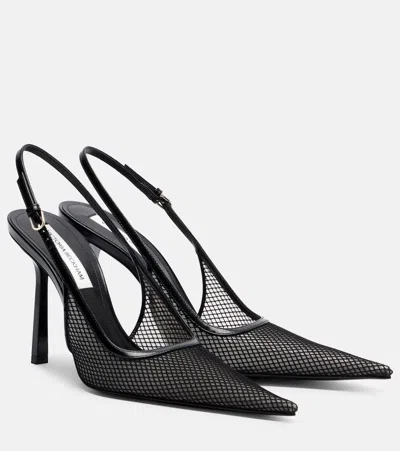 Victoria Beckham Victoria Leather-trimmed Mesh Slingback Pumps In Black