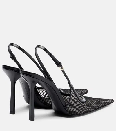 Victoria Beckham Victoria Leather-trimmed Mesh Slingback Pumps In Black