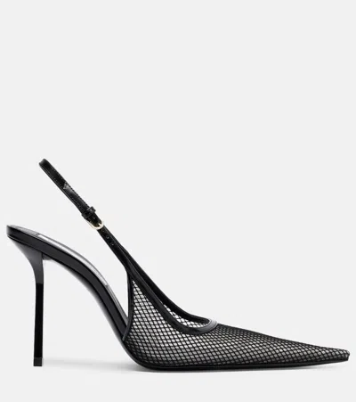 Victoria Beckham Victoria Leather-trimmed Mesh Slingback Pumps In Black