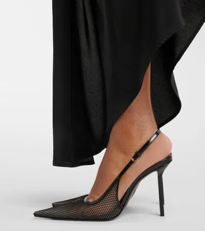 Victoria Beckham Victoria Leather-trimmed Mesh Slingback Pumps In Black