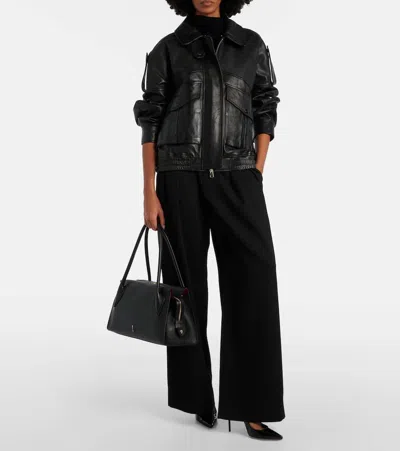 Christian Louboutin Venus Medium Shoulder Bag Structured Top Handles In Black