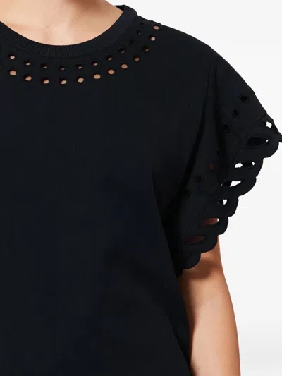 Isabel Marant Étoile Orlane Broderie Anglaise Cotton-jersey Mini Dress In Black