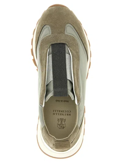 Brunello Cucinelli Runners Sneakers Pull Tab Rubber Sole In Green