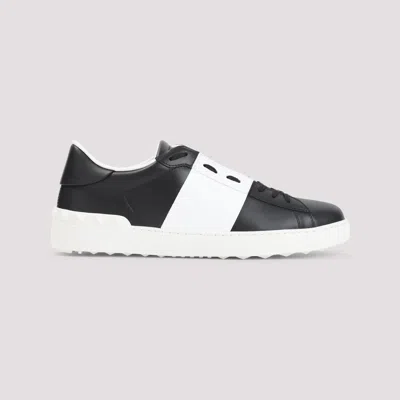 Valentino Garavani Open Sneakers In Leather With Contrast Colored Stripe And Stud Detail In White