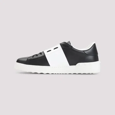 Valentino Garavani Open Sneakers In Leather With Contrast Colored Stripe And Stud Detail In White