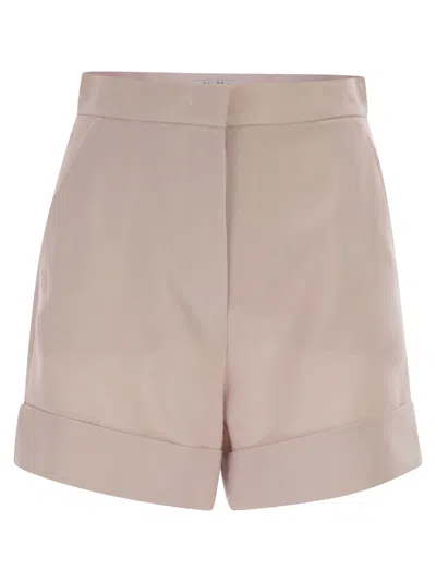 Max Mara Virgin Wool Blend Shorts In Neutral