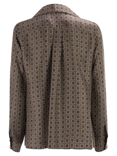 Max Mara Maxmara Mxmdisco Semi Fitted Printed Silk Shirt In Green