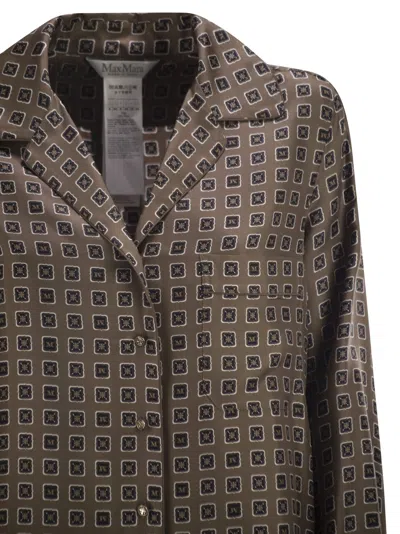 Max Mara Maxmara Mxmdisco Semi Fitted Printed Silk Shirt In Green