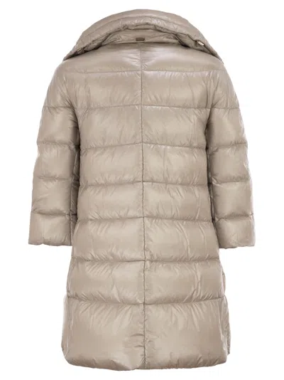 Herno Cleofe Beige Down Jacket With Front Zip Closure In Tech Fabric Woman In Neutral