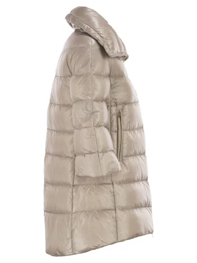 Herno Cleofe Beige Down Jacket With Front Zip Closure In Tech Fabric Woman In Neutral
