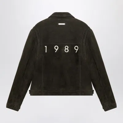 1989 Studio Suede Shearling Jacket With Embroidered Logo In Brown