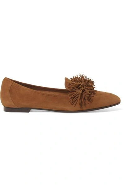 Shop Aquazzura Wild Fringed Suede Loafers