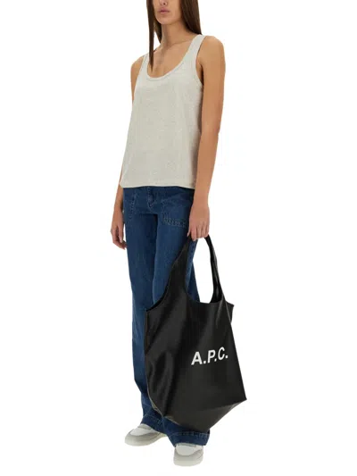 A.p.c. Grey Solid Scoop Neck Top In Gray