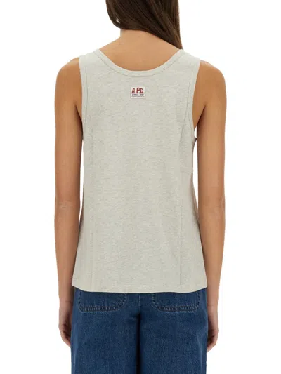 A.p.c. Grey Solid Scoop Neck Top In Gray