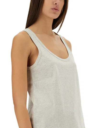 A.p.c. Grey Solid Scoop Neck Top In Gray