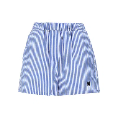 Msgm Bermuda Shorts Striped Pattern Side Pockets In Blue
