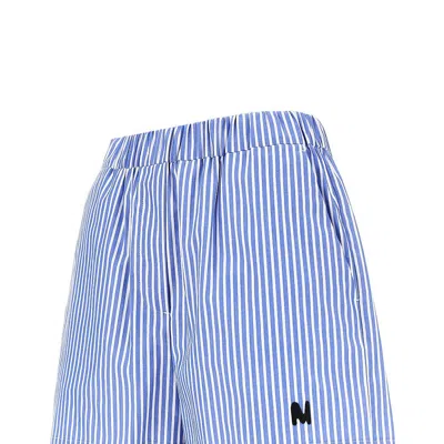Msgm Bermuda Shorts Striped Pattern Side Pockets In Blue