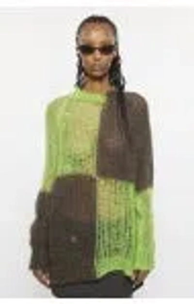 Acne Studios Check-pattern Sweater In Green