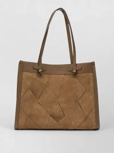 Gianni Chiarini Rectangular Suede Shoulder Bag Double Handles In Brown