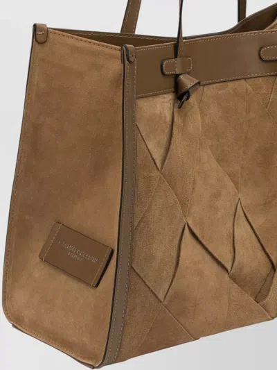 Gianni Chiarini Rectangular Suede Shoulder Bag Double Handles In Brown