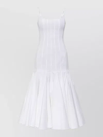 Jacquemus Agave Flared Midi Dress With Square Neckline In White