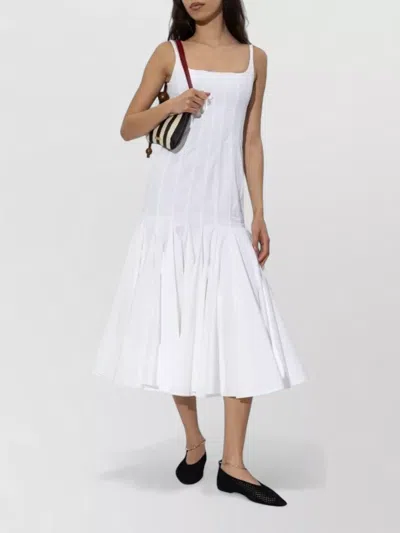 Jacquemus Agave Flared Midi Dress With Square Neckline In White
