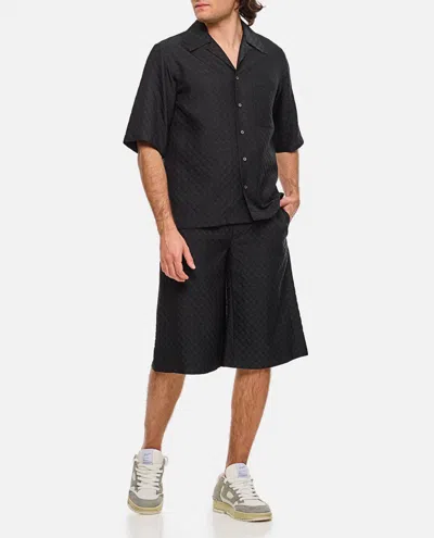 Alexander Mcqueen Black Viscose Blend Bermuda Shorts In Multi