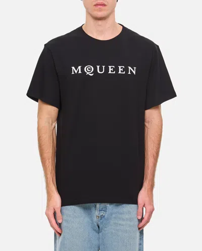 Alexander Mcqueen Logo Lettering Crewneck T-shirt In Black