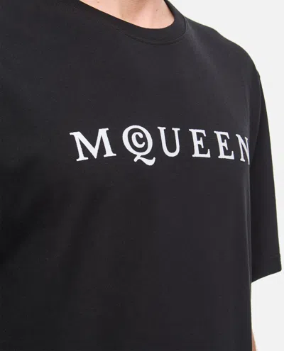 Alexander Mcqueen Logo Lettering Crewneck T-shirt In Black