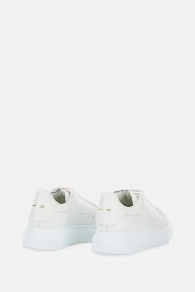 Alexander Mcqueen White Low Top Sneakers With Logo Lettering On Tongue And Heel In Leather Woman