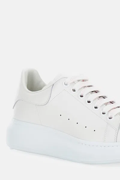 Alexander Mcqueen White Low Top Sneakers With Logo Lettering On Tongue And Heel In Leather Woman