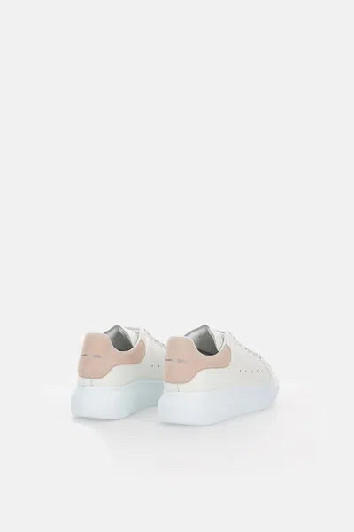 Alexander Mcqueen Women White Low Top Sneakers With Logo Lettering On Tongue And Heel In Leather Wom